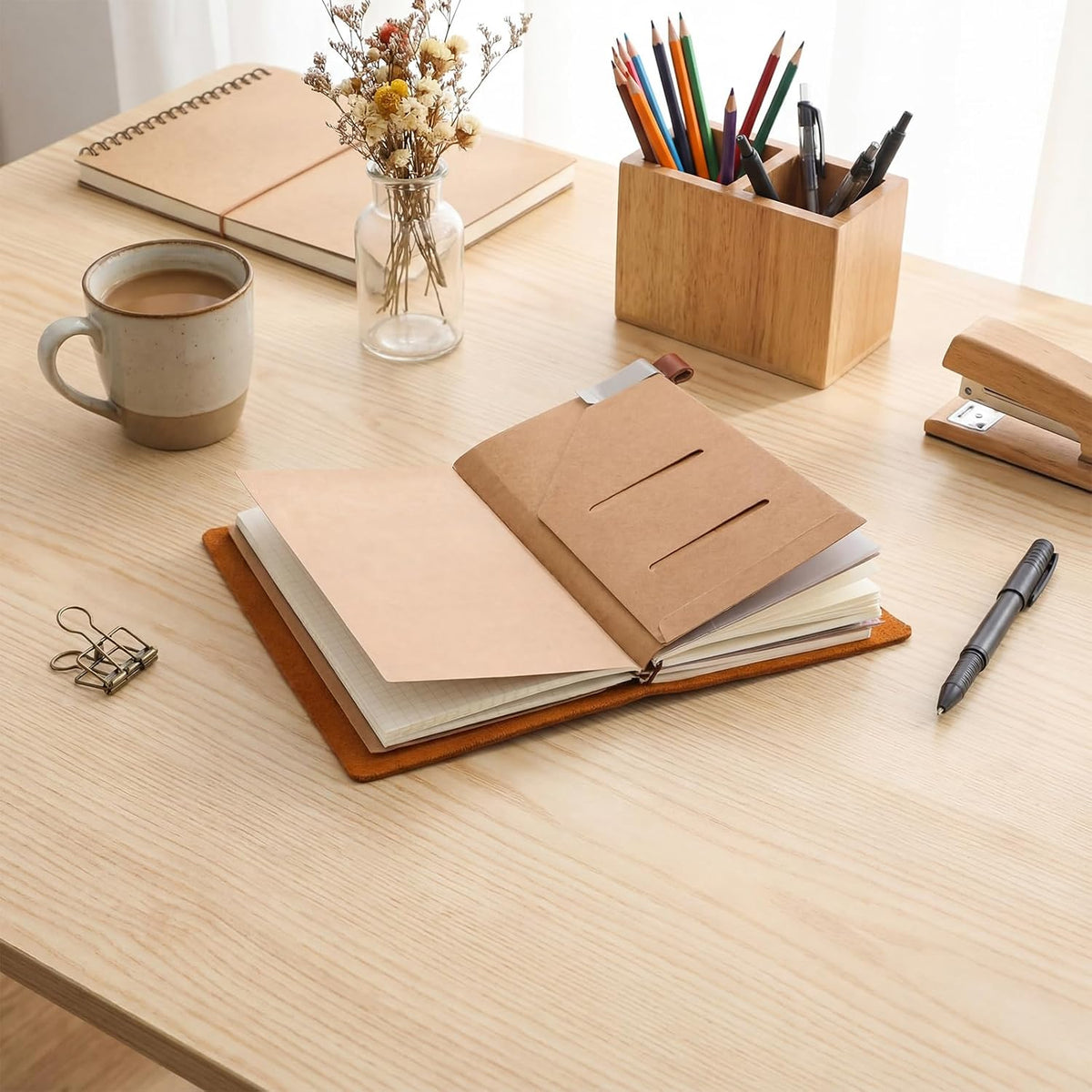 Refillable Leather Travel Journal — Brown